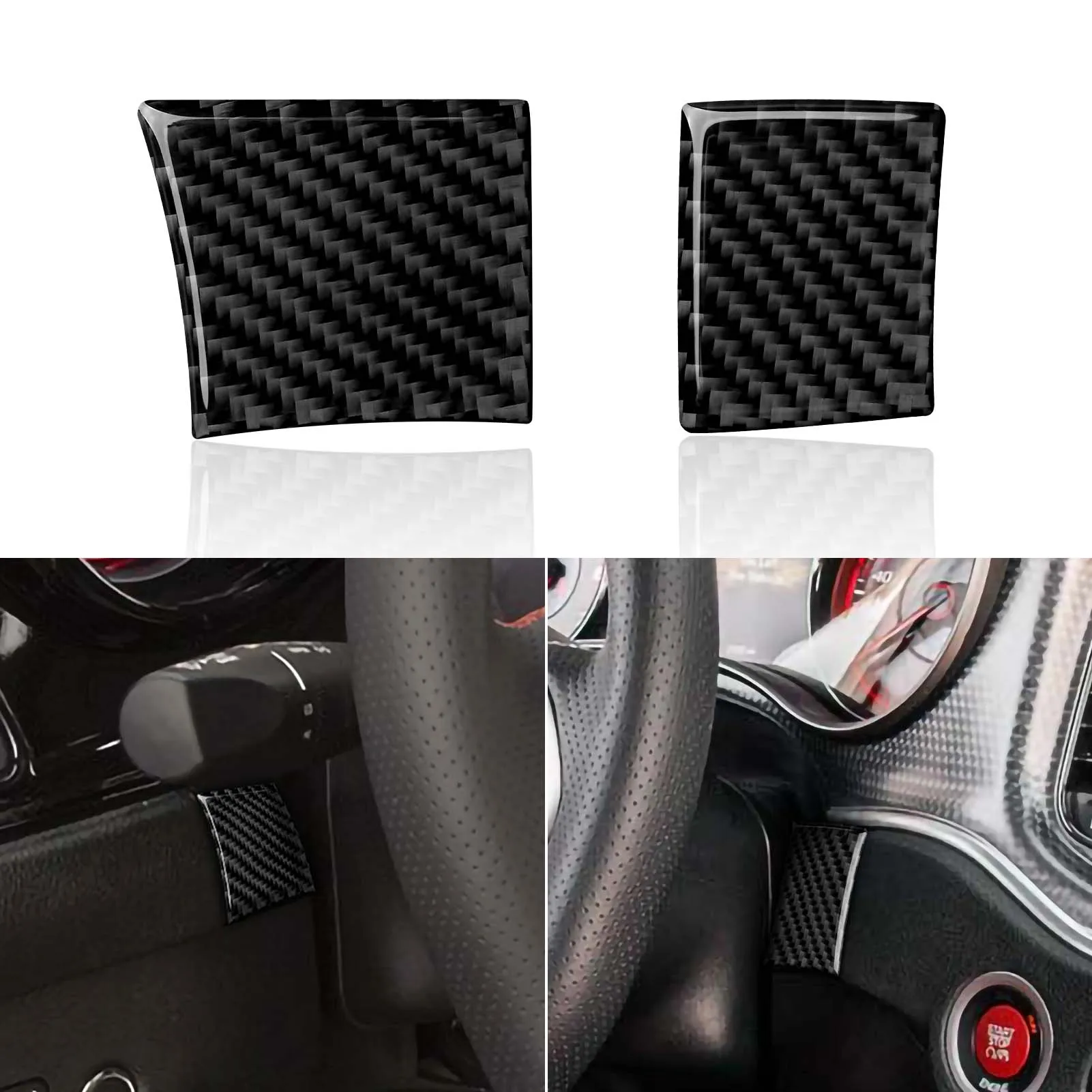 Car Left Right of Steering Wheel Decals For Dodge Challenger  2021-2015 Accessories Carbon Fiber Stickers Trim Stickers 2PCS