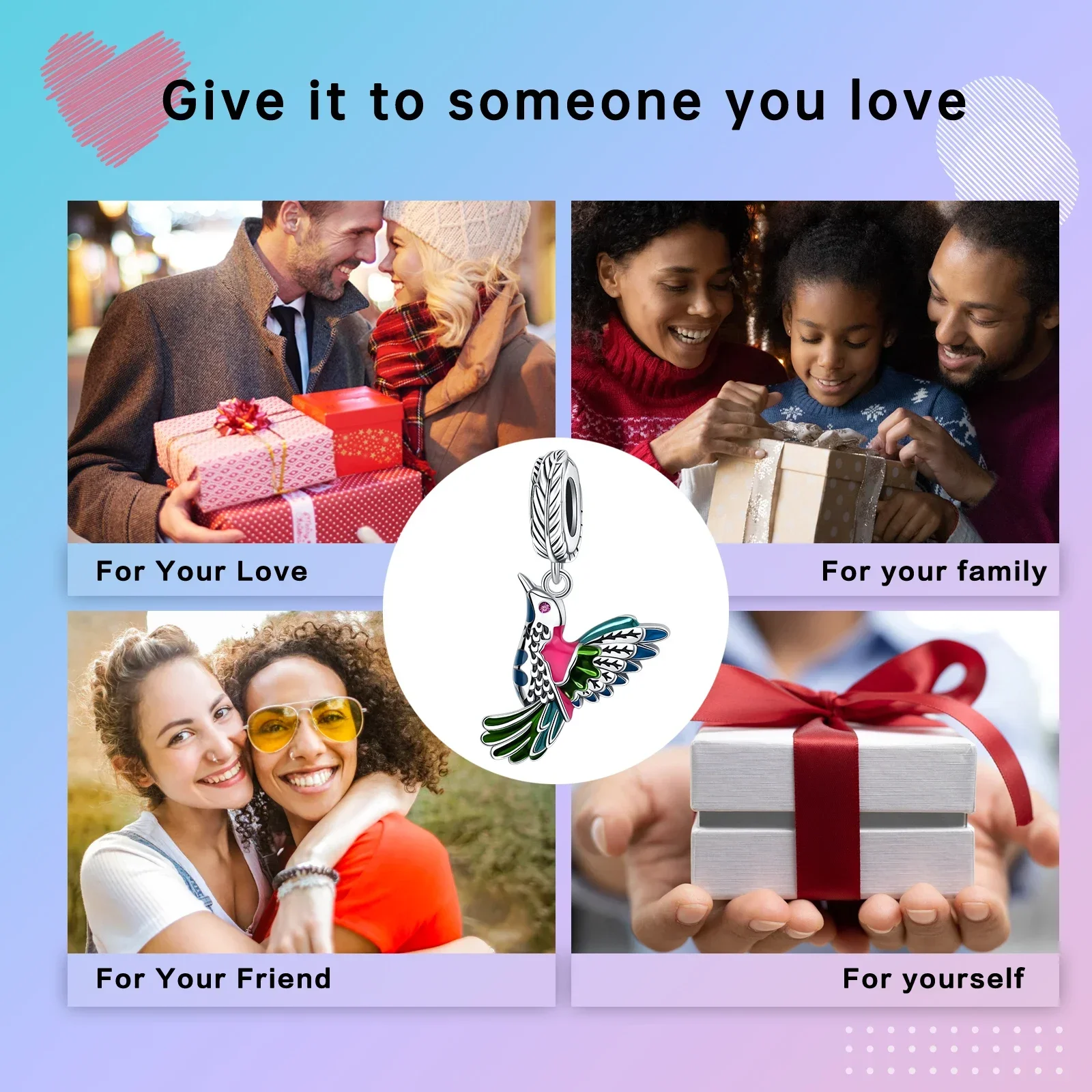 925 فضة الطيور سحر للنساء ، الأخضر ريشة ، الحيوان سلسلة قلادة ، يناسب الأصلي باندورا أساور ، DIY بها بنفسك مجوهرات هدية