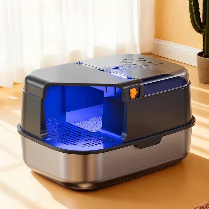 Stainless Steel Jewelry Training Side Entrance Litter Box Accessories Defecation Litter Box Areneros Para Gatos Pet Products