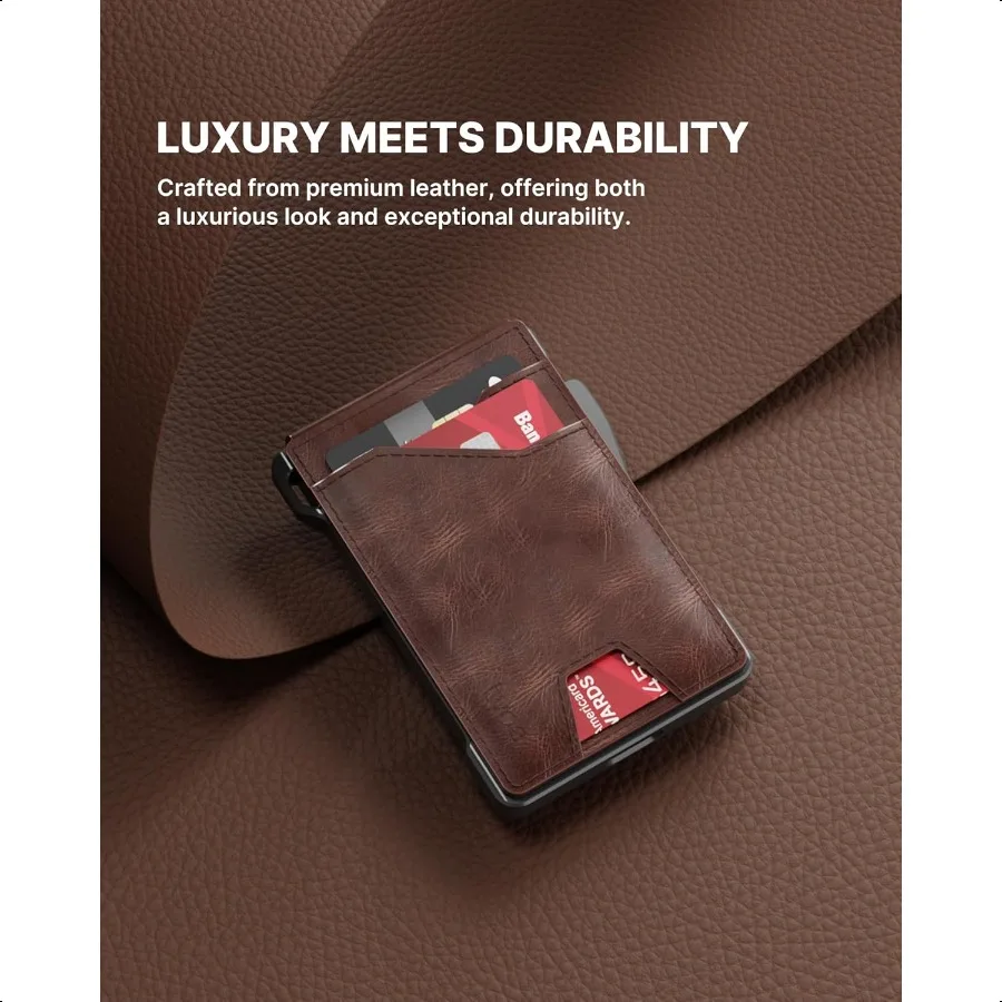 typecase Tactical Wallet for Men Card Holder: Pop Up Card Case Genuine Leather Smart RFID Blocking Slim Minimalist Thin Front P