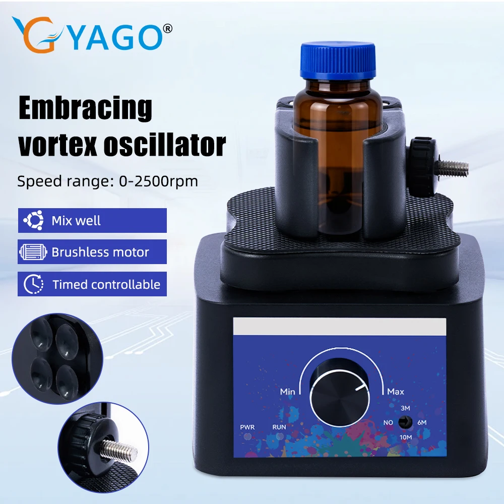 YAGO Vortex Mixer Lab Shaker Brushless 2500rpm Adjustable Speed Test Tube Paint Tattoo Ink Nail Polish Eyelash Glue 5V Type-C