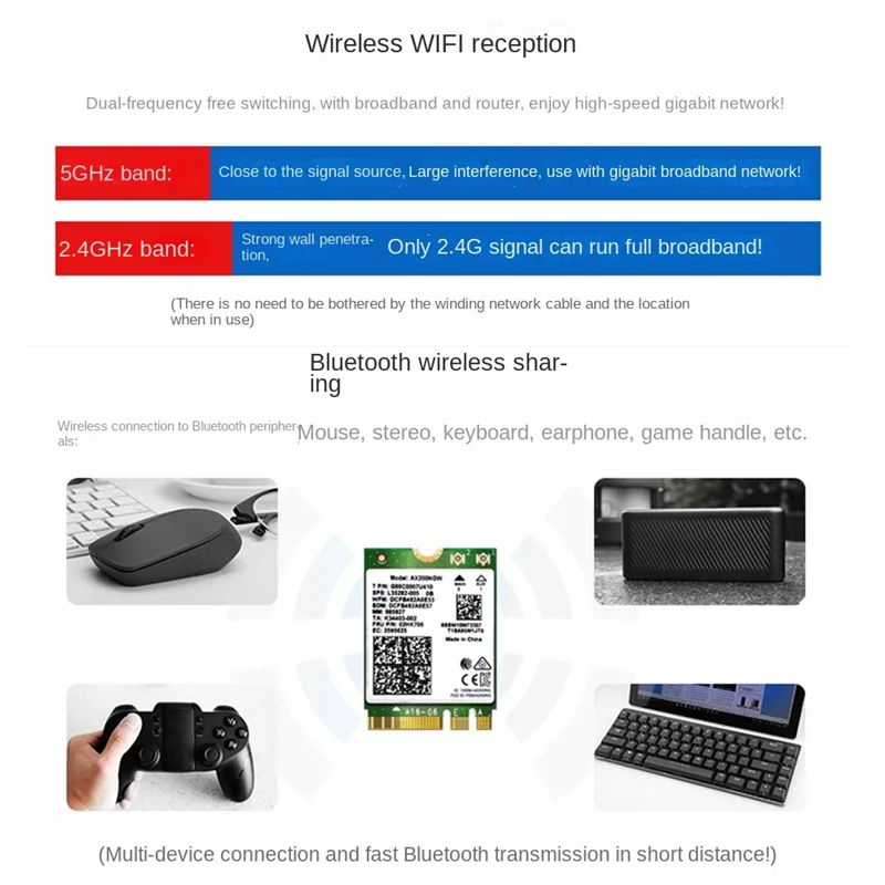 BAAY 8260 8260NGW WLAN-Karte + 2Xantenne 2,4 G/5 GHz 867 Mbit/s Bluetooth 4.2 AC8260 NGFF M.2 WLAN-Wireless-Kartenmodul 802.11AC