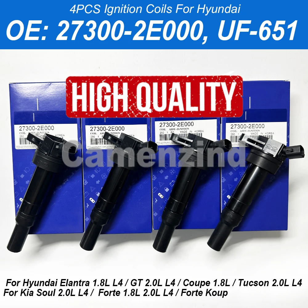

27300-2E000 UF-651 Ignition Coils 273002E000 UF651 NEW For Hyundai Tucson Elantra GT Kia Forte Soul 2.0L L4 High Quality