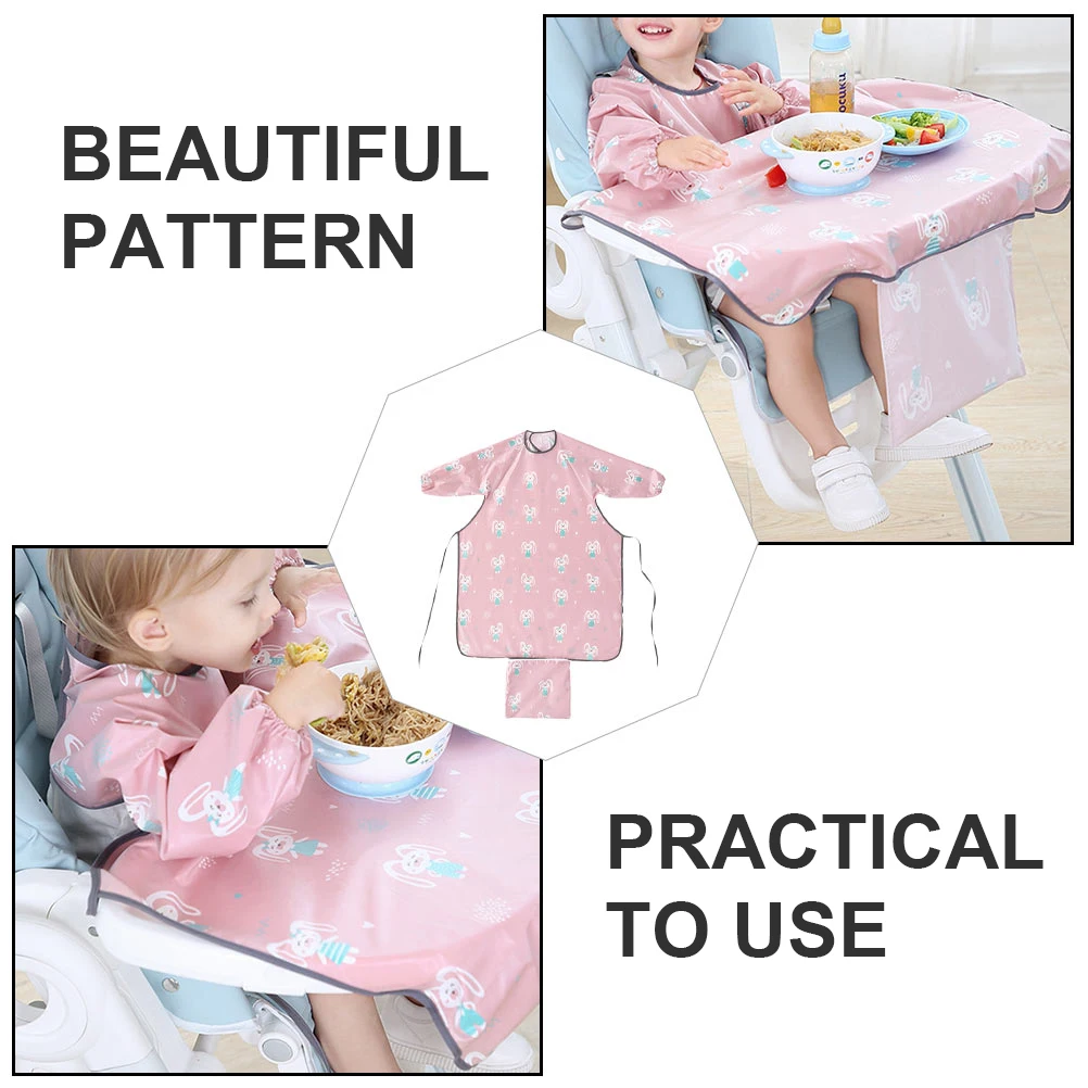 

Waterproof Baby Long Sleeve Apron Infant Weaning Bib Smock Anti dirty Polyester Tpu Material Easy Wash Dust proof Cuffs