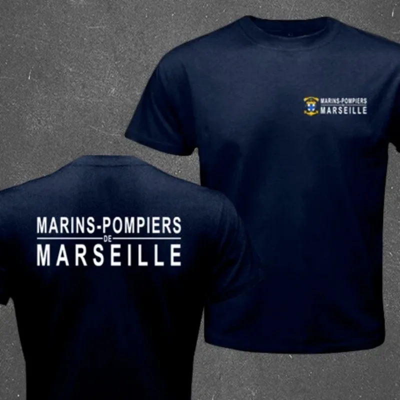 Trend 25 New French Marine Corps Firefighter Marseille Sea J Fire Camp Same Printed Cotton Short Sleeve T-Shirt