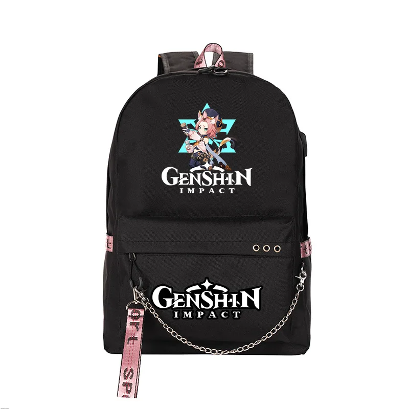 

Harajuku Youthful School Bags Unisex Genshin Impact Travel Bag Usb Rechargeable Oxford Waterproof Notebook Shoulder Backpacks
