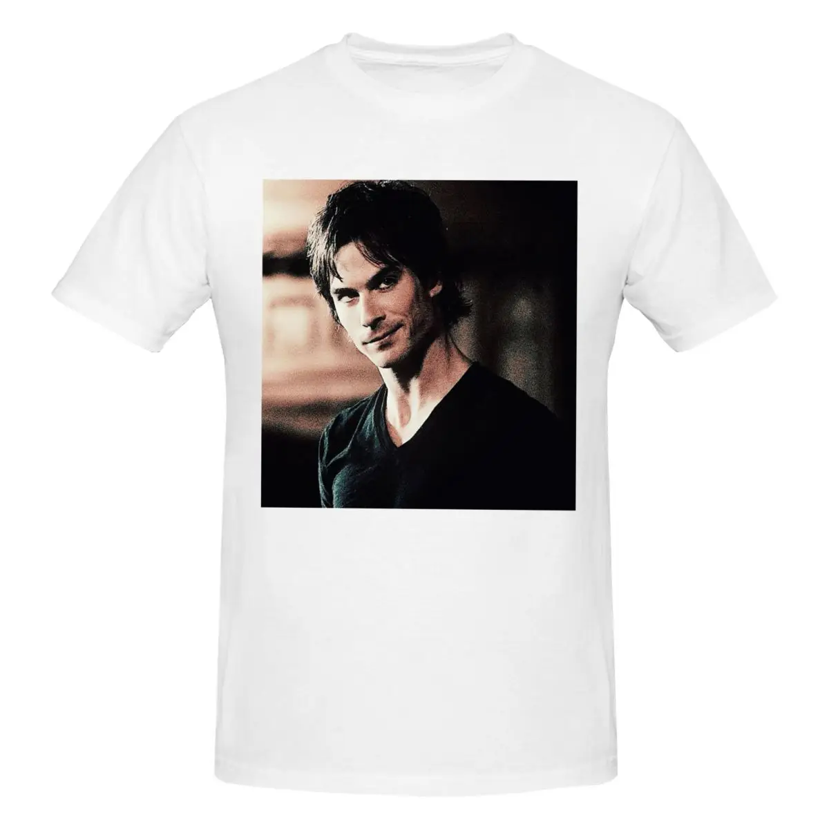 Damon Salvatore Vampire Diaries Horror Film Men T-Shirt Classic Oversized T Shirts Men's O-Neck Cotton Tees Short Summer Male