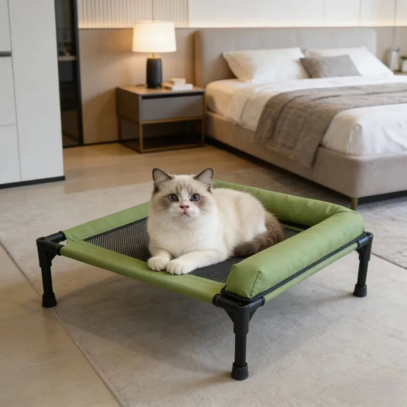Large dog marching bed suitable for all seasons, moisture-proof and off the ground bed for cats can be used as pets
