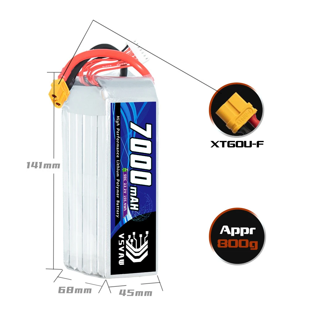 リモートコントロールドローンVSVAW6Sリチウムバッテリーモデル,22.2v,7000mah,50c,100c