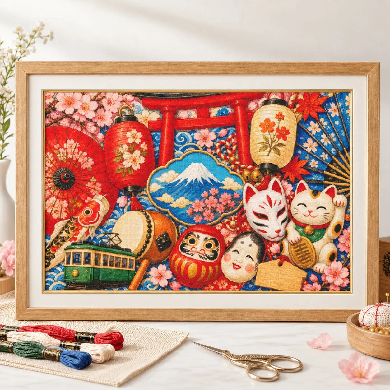 [ZZ9245-Japanese Story]14CT 11CT 16CT Stamped Cross Stitch Kit DIY Embroidery Needlework Set with Printed Canvas Cotton Threads