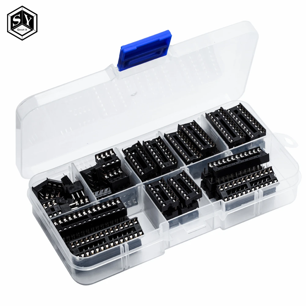 BAISHUN  66PCS/Lot DIP IC Sockets Adaptor Solder Type Socket Kit 6,8,14,16,18,20,24,28 pins New