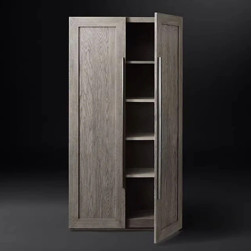 Light luxury solid wood adult wardrobe French country villa retro furniture oak full solid wood 6