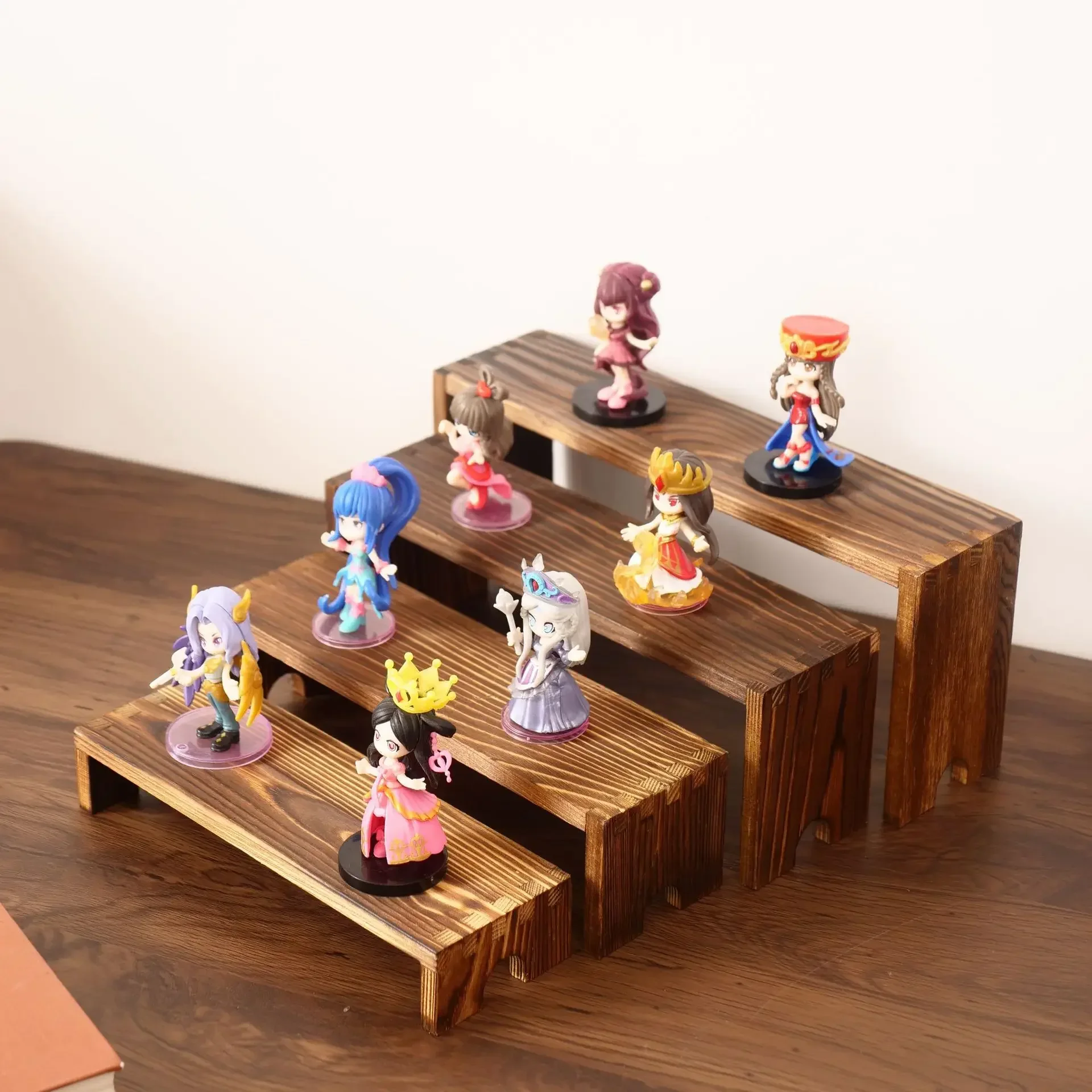 Wooden Blind Box Storage Shelf Figurines Display Stands Room Decoration 4 Layer Resultant Figure Showcase Home Decor Items