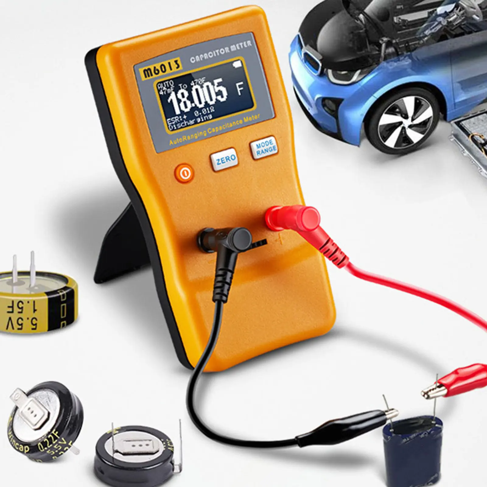 Capacitor Tester Auto-Ranging Digital Capacitance Meter Portable Capacitance Measuring Device Professional Capacitor Meter