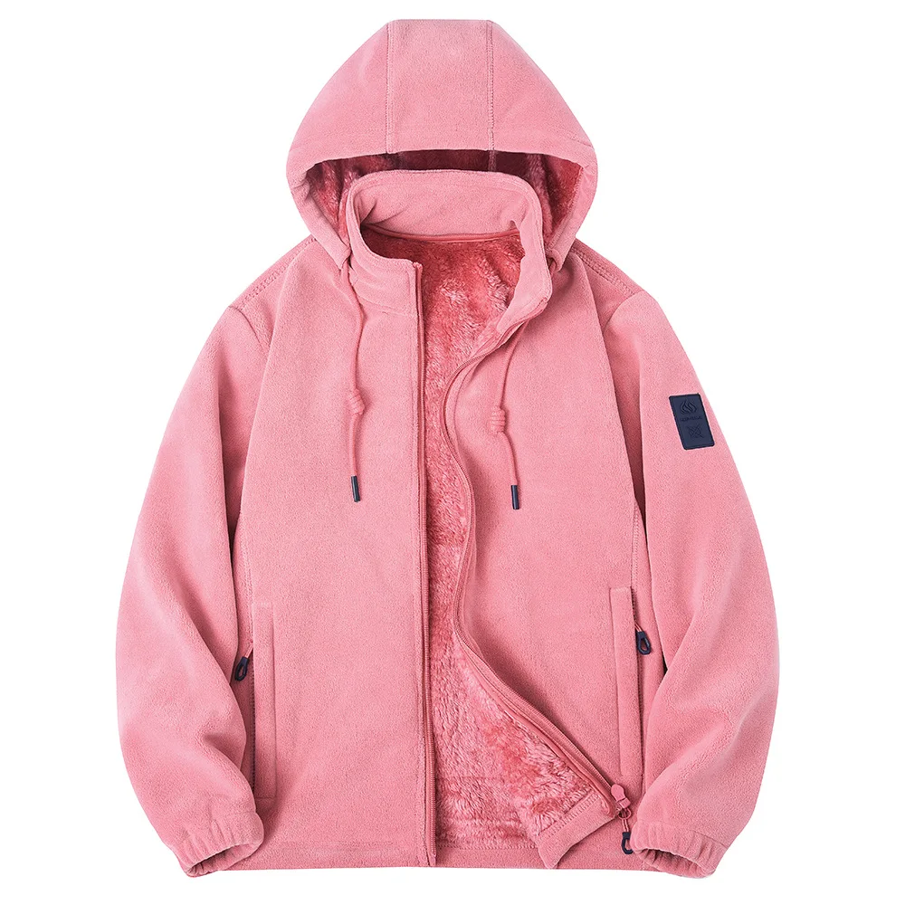 جديد الخريف والشتاء الدافئة والباردة واقية مقنعين الصوف مبطن سميكة الصوف سترة للجنسين معطف الصوف القطبي #5