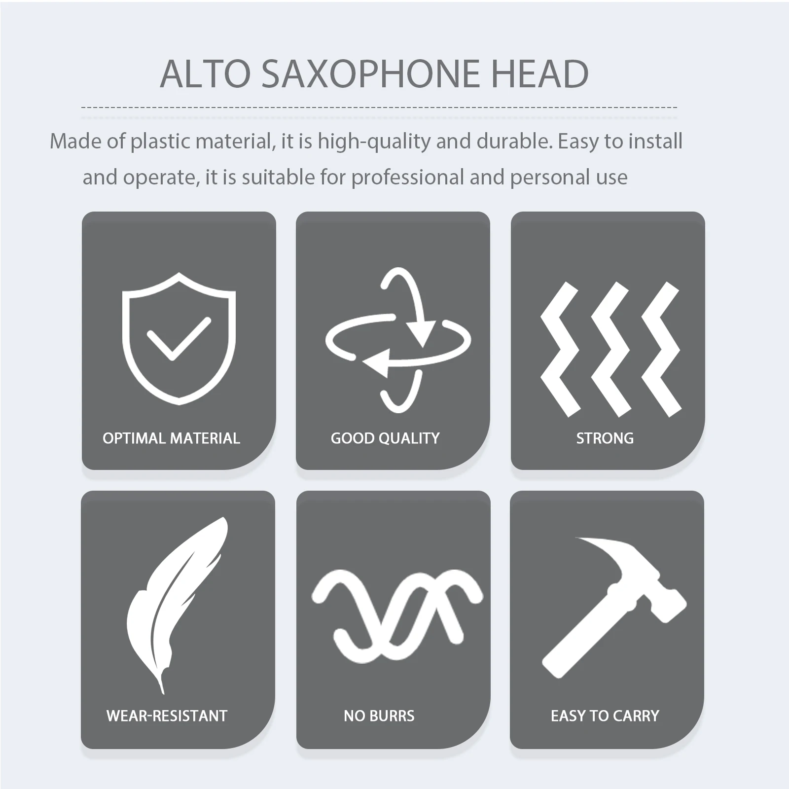 

Alto Saxophone Food Grade Plastic Alto Saxophone Head Lightweight Durable Easy to Carry Install Beginner Advanced Jazz