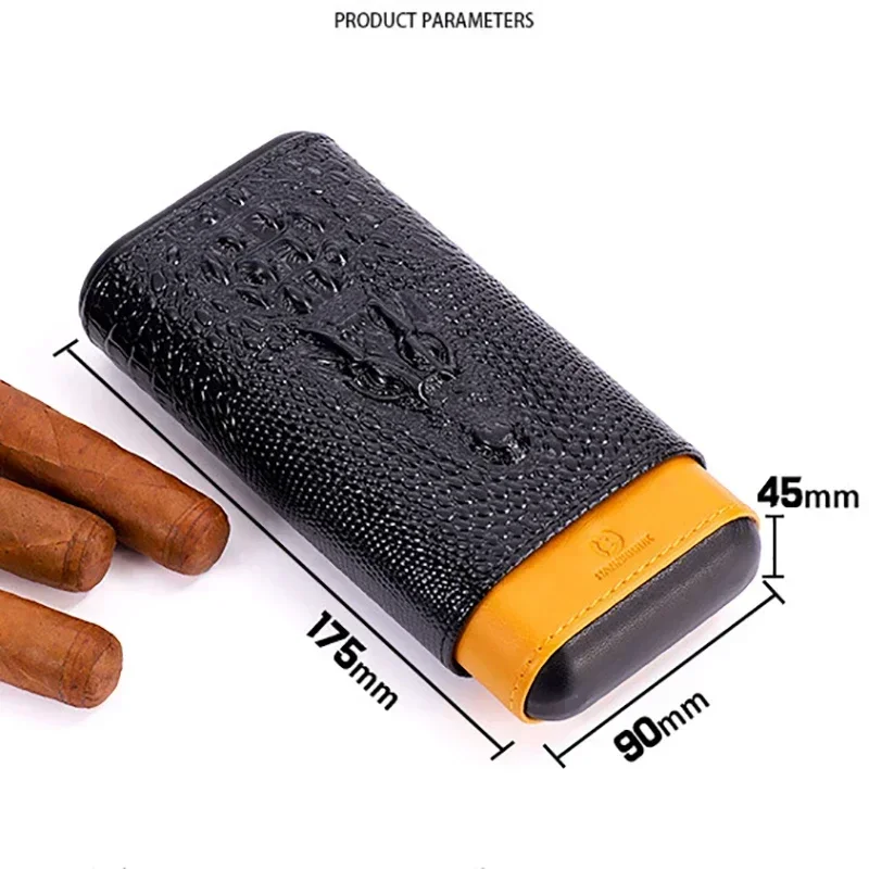 

Dragon Pattern Travel Cigar Case Leather Portable Black Humidor Cigar Holder Carrying 3 Tubes Cigar Accessories High Quality