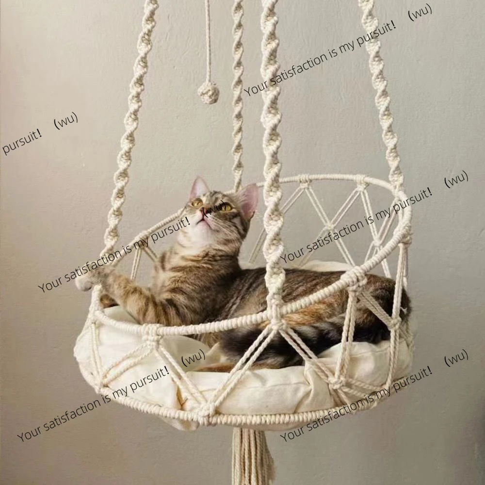 1PC Hand-Woven Kitten Hammock Hanging Cat Bed Bohemian Belt Hanging Kit Upholstery Cat Litter