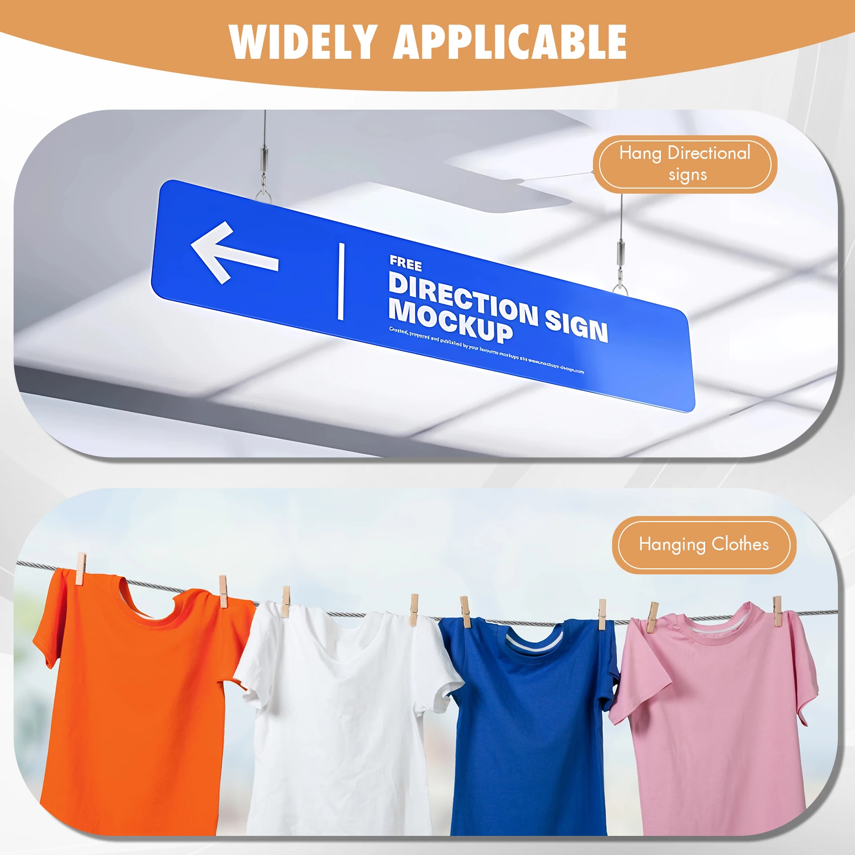 AB08-6Pcs Picture Hanging Wire Kit With D Rings Supports 50 Lbs Duty Mirror Hanging Wire Adjustable For Picture, Light Lamp