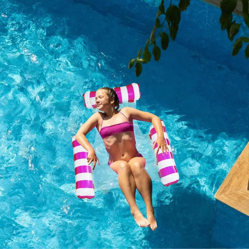 Tumbona para piscina, hamaca flotante para piscina, silla inflable de inflado rápido para accesorios de natación, vacaciones de verano en el lago