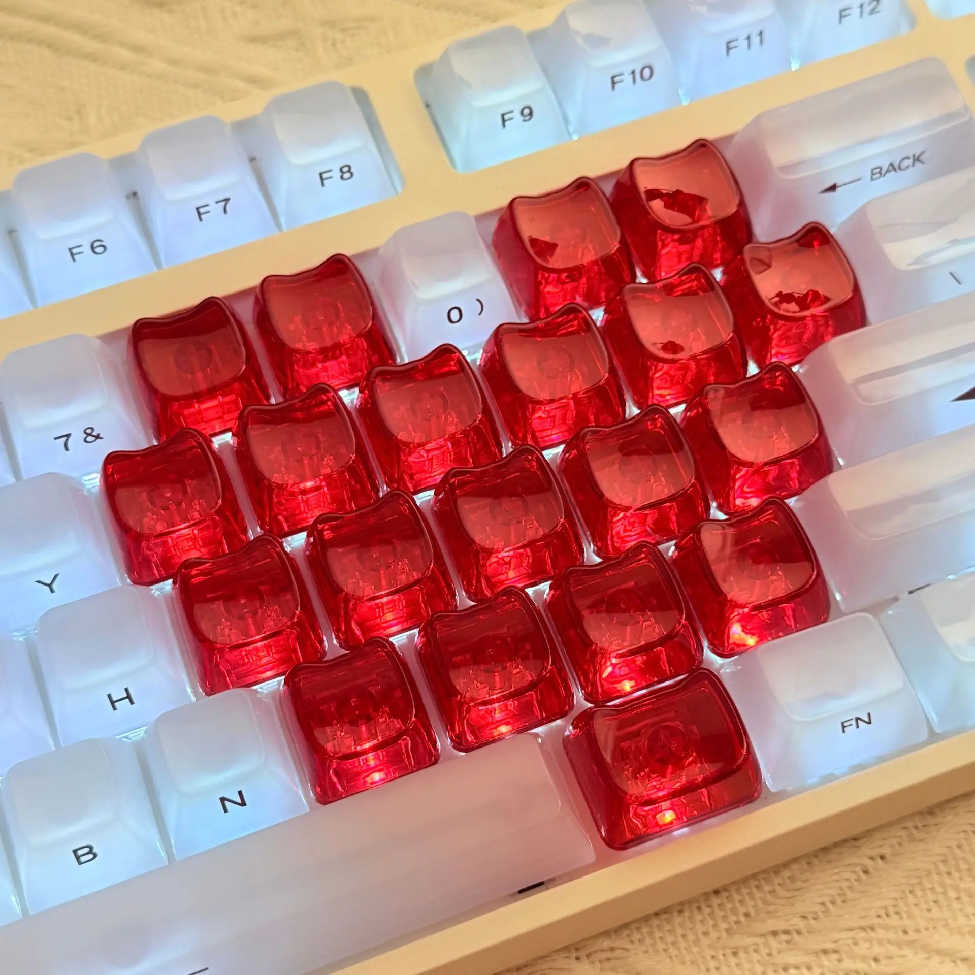 Love red keycap spot cross-border mechanical keyboard 21 keys transparent PC two-color 0EM height supplement keys