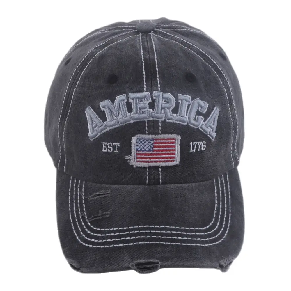 Washed Cotton Retro Baseball Hat Men Vintage Cap Women's Dad Hat America Flag Black Khaki Navy Blue Gray Dark Red