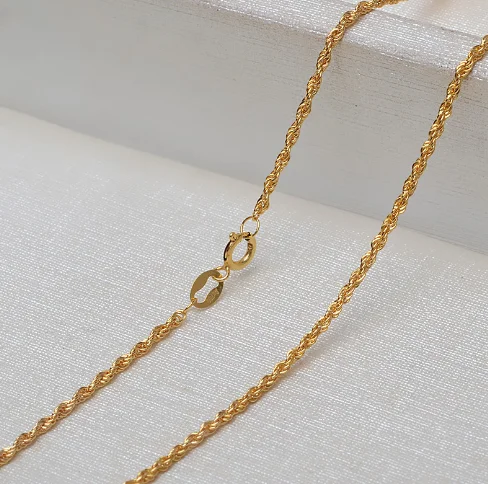 18k gold necklaces for women au750 stamp rope chain  necklace fine gold jewelry