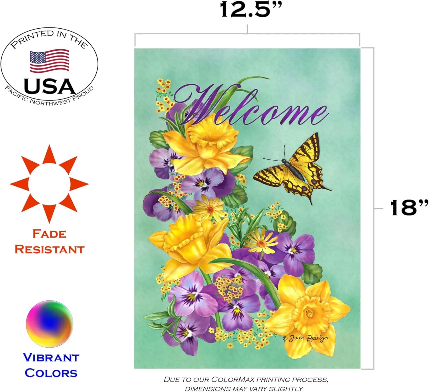 Toland Home Garden 1110773 Frolic in the Flowers Butterfly Flag 12x18 Inch Double Sided Butterfly Garden Flag for Outdoor House