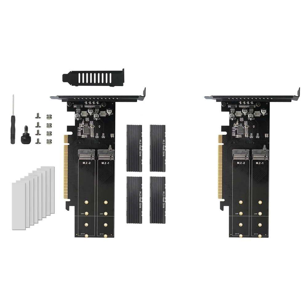 Imagem -06 - Ssd Riser Card com Dissipador m Chave Hdd Adaptador Controlador M.2 Nvme Metal Board Pcie 3.0 X16 Slot Suporta Raid com Dissipador de Calor