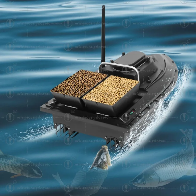 Powerful 300M Remote Control Bait Boat, Dual Tanks, 90Min Runtime, 5200mAh, LED Lights, 2.4G RC for Efficient Fishing