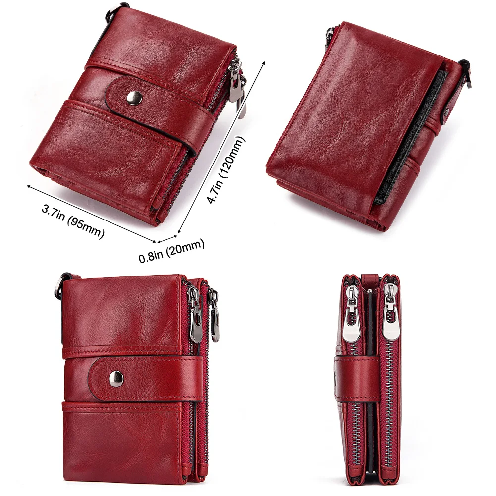 KAVIS 100% Genuine Leather Rfid Wallet Men Crazy Horse Wallets Coin Purse Short Male Money Bag Quality Designer Mini Walet Small