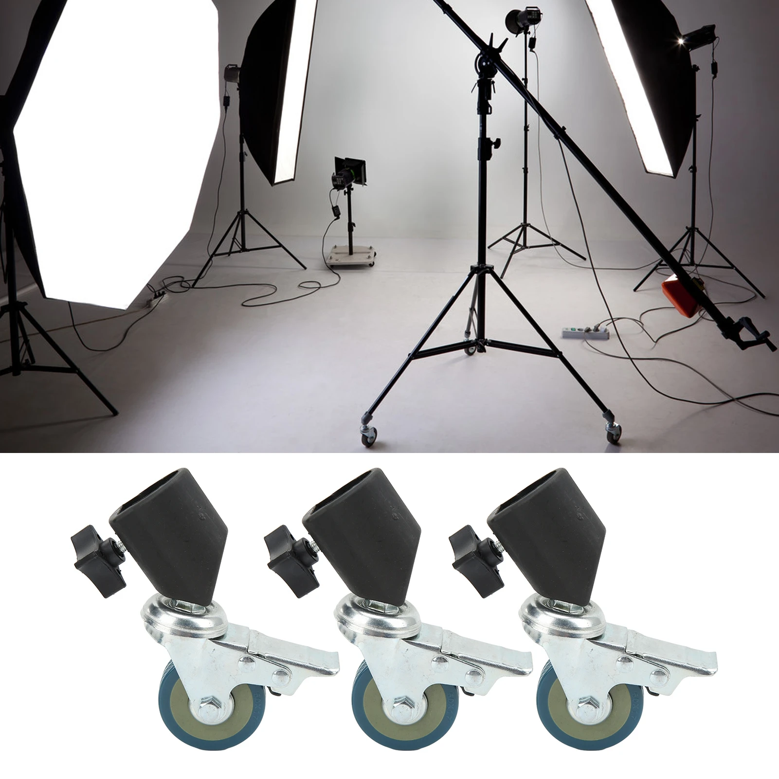 Light Stand Swivel Casters 22mm Multi Purpose Heavy Duty  Locking Caster Set for Photography Light Stand for Tripods
