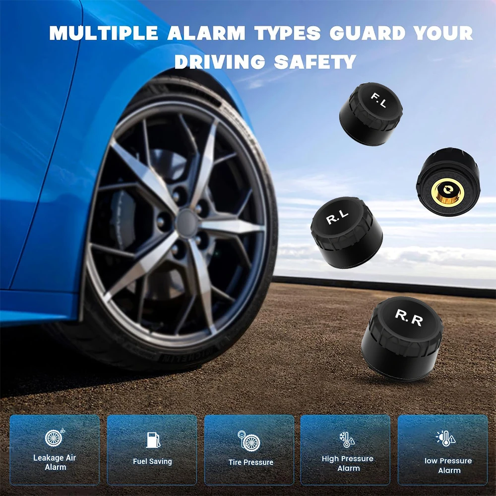 APP Type USB Android TPMS Tire Pressure Monitoring Alarm System Multi Alarm Function Car Tire Meter Wireless External Sensors