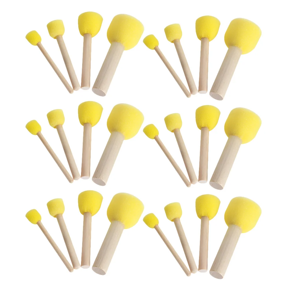 40Pcs DIY Painting Brushes Sponge Tips Wooden Handle for Children Art Crafts Doodling Scribbling Home School Projects Washable