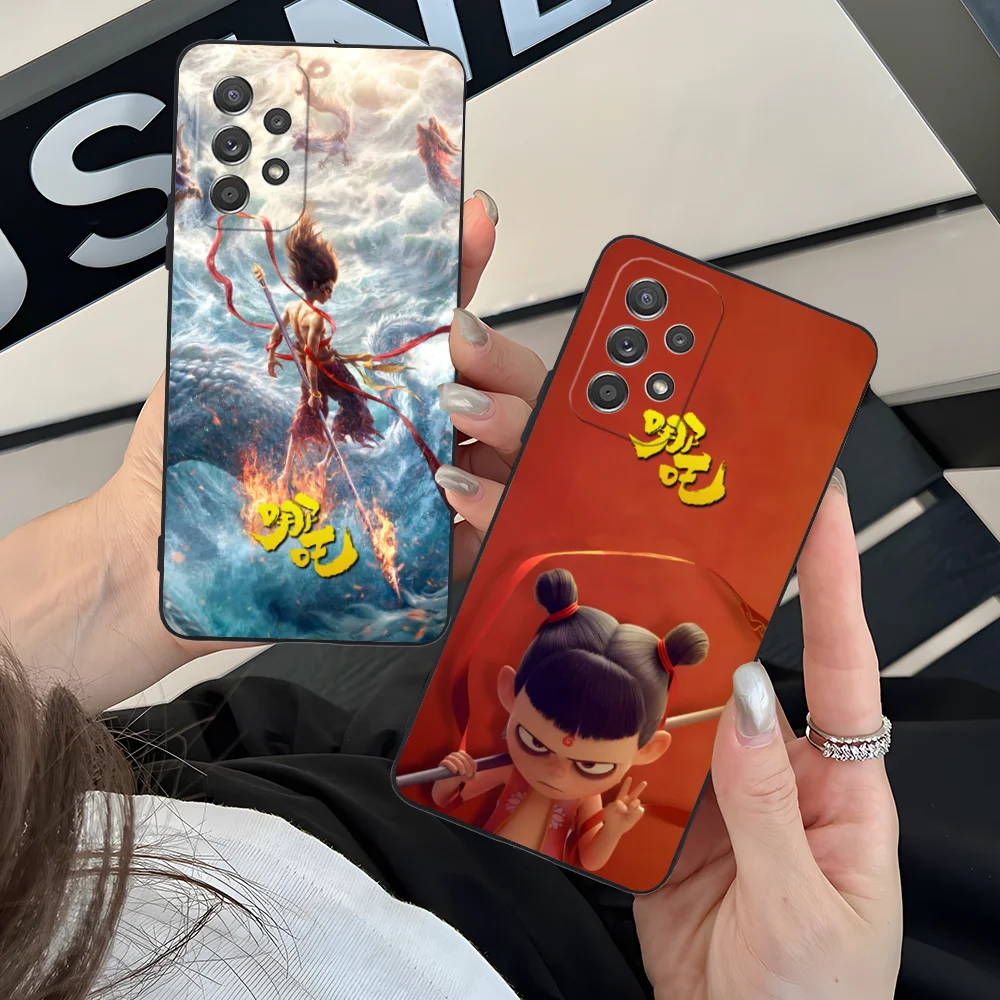 Coque de téléphone portable Anime Nezha, étui noir pour Samsung Galaxy A73 72 71 70 55 54 53 52 35 34 32 23 14 13 5G