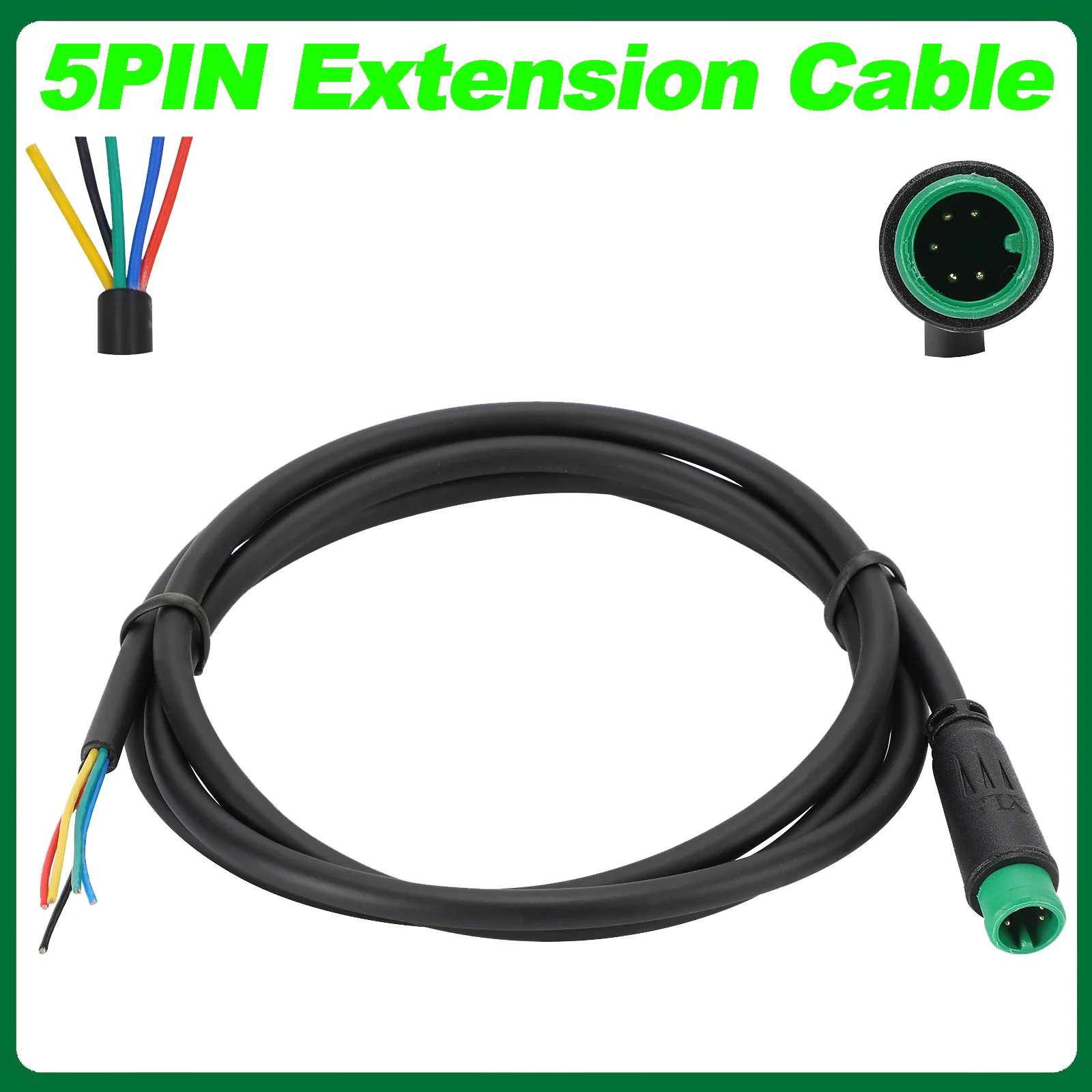 5Pin ذكر إلى أنثى M/F تمديد كابل مقاوم للماء. كابل تمديد المحرك المتوسط لكابلات تمديد عرض بافانغ للدراجة الكهربائية