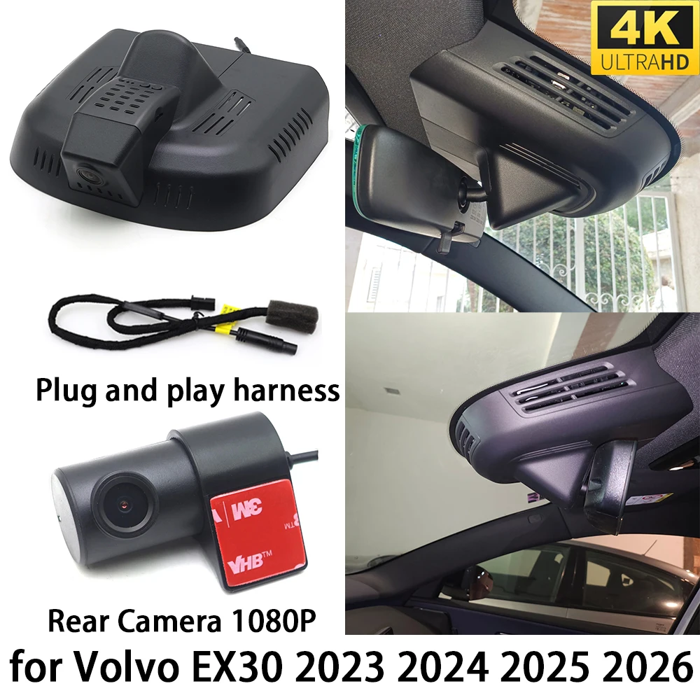 for Volvo EX30 2023 2024 2025 2026 4K DVR Dash Cam OEM Front Rear Camera Video Recorder Wifi 2160P Loop Recording Night Vision