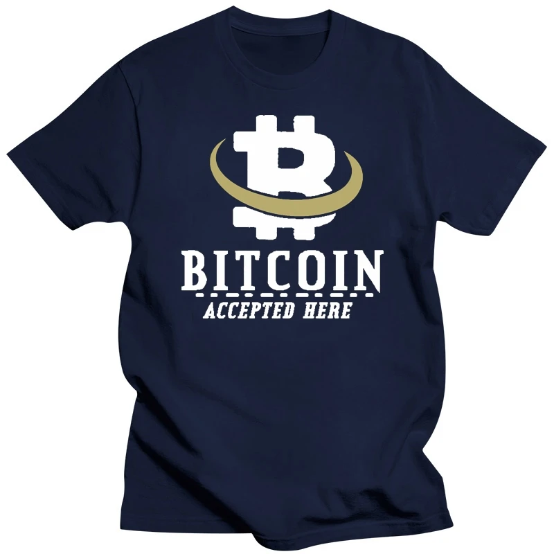 bitcoin accepted here t shirt men Print Short Sleeve S-XXXL Leisure Anti-Wrinkle Basic Spring Original tshirt