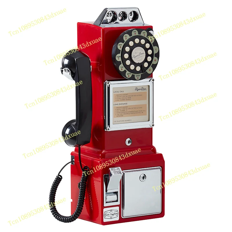 Retro Vtg payphone in stock, featuring a vintage style coin operated telephone from the 1950s in the United States