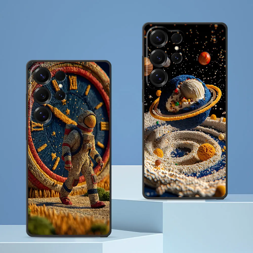 Time Space Walker Astronaut Case for Samsung Galaxy S24 S22 S23 S25 S20 FE S7 Edge S9 S10 S21 Ultra S8 Plus TPU Phone Cover