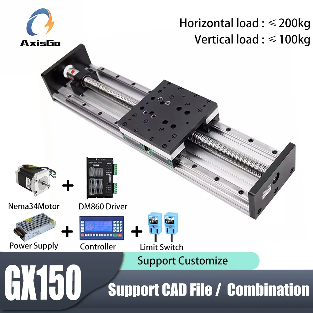 

GX150 Heavy-Duty Ball Screw Linear Stage Module, Dual Rail Linear Guide, High-Precision XY Cross Sliding Table