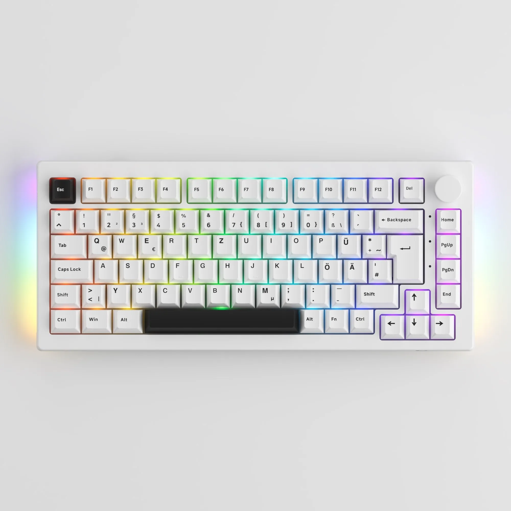 Teclado mecánico Akko 5075B Plus para juegos, periférico negro sobre blanco de 75% ISO-DE/UK/Nordic, multimodo de intercambio en caliente, 2,4 GHz