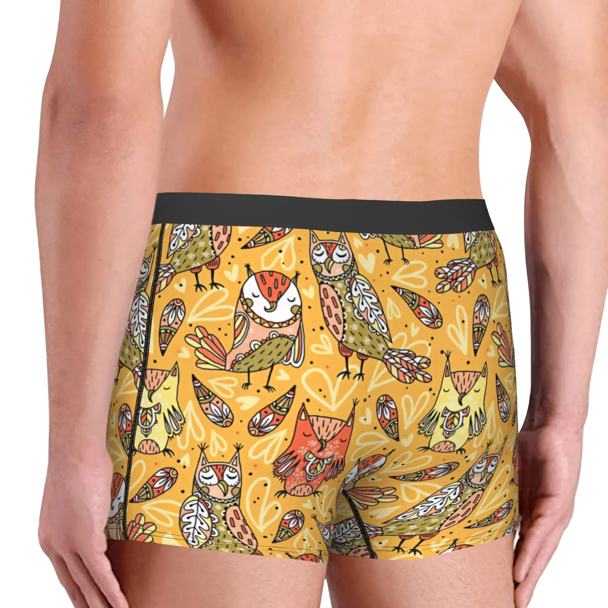 Funny Childish Owls Seamless Pattern  Boxers Shorts Men's  Briefs Underwear Novelty Underpants