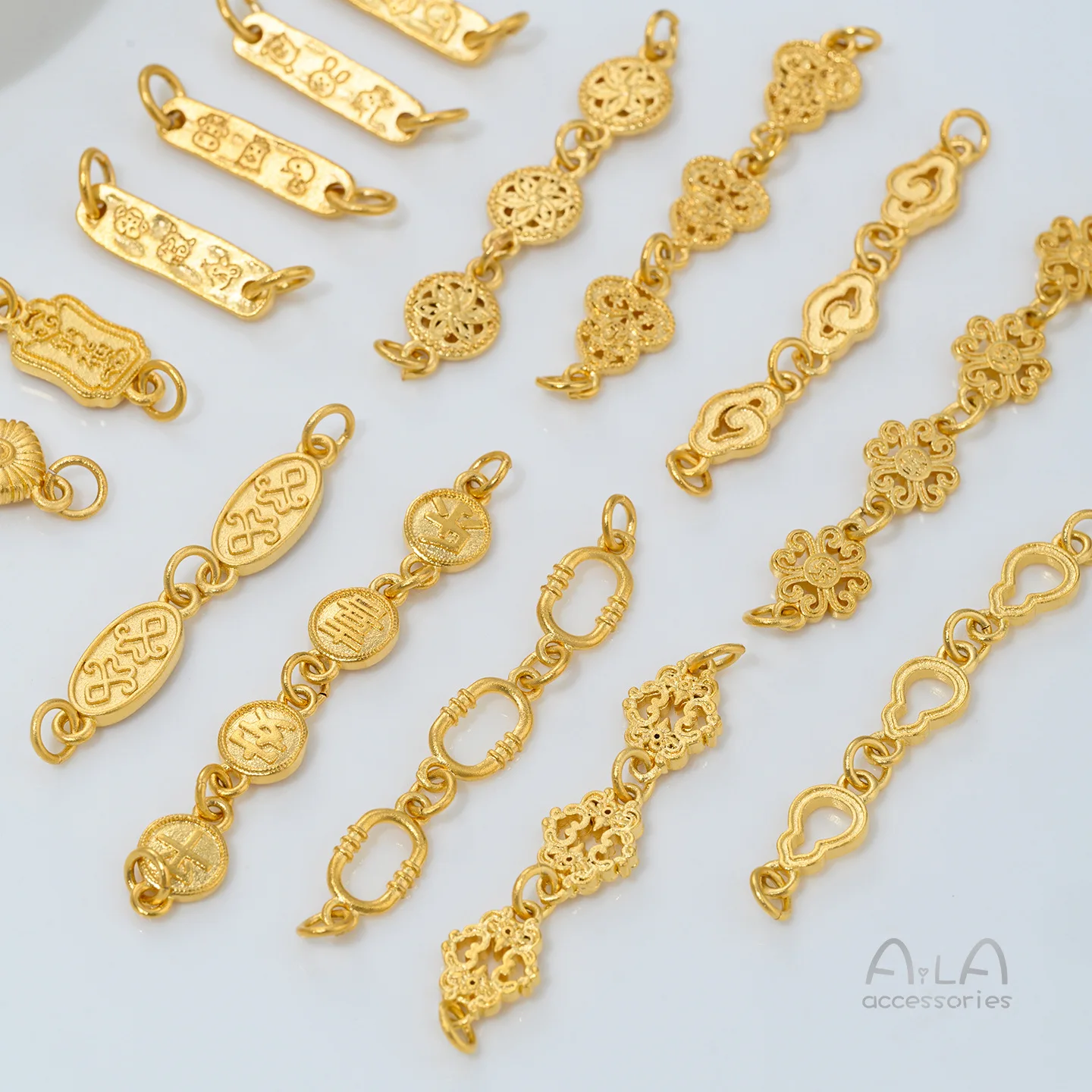 Sand Gold Gourd Ping An Joy Double Hanging Chain Connector Accessories Handmade DIY Hand Necklace Jewelry Material