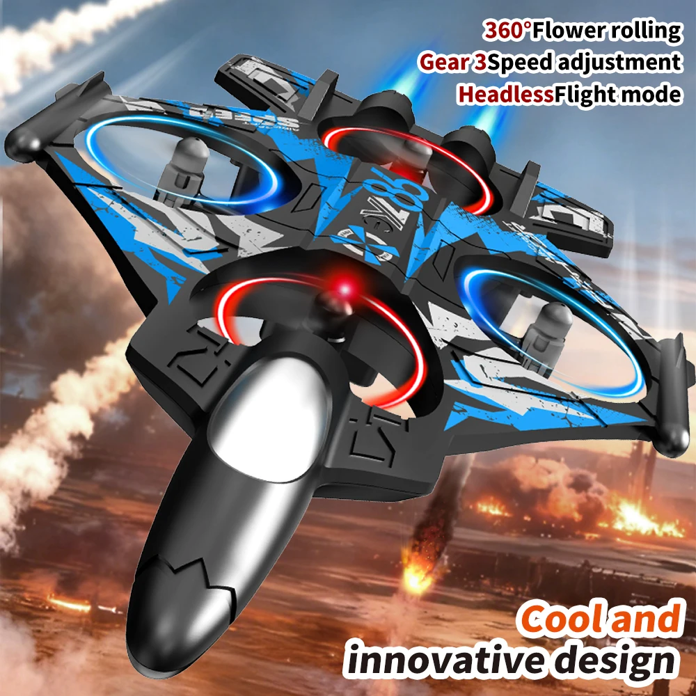 เครื่องบินบังคับวิทยุ YL86 RC Plane Fighter 2.4G รีโมทคอนโทรล สตั๊นท์ กลิเดอร์ 360 °   เครื่องบินโฟม EPP บินได้ พร้อมไฟ LED ของเล่นสำหรับเด็ก ของขวัญ