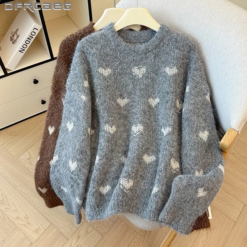 

Милый теплый свитер в корейском стиле, женский лоскутный зимний утепленный мягкий вязаный пуловер, топ для женщин