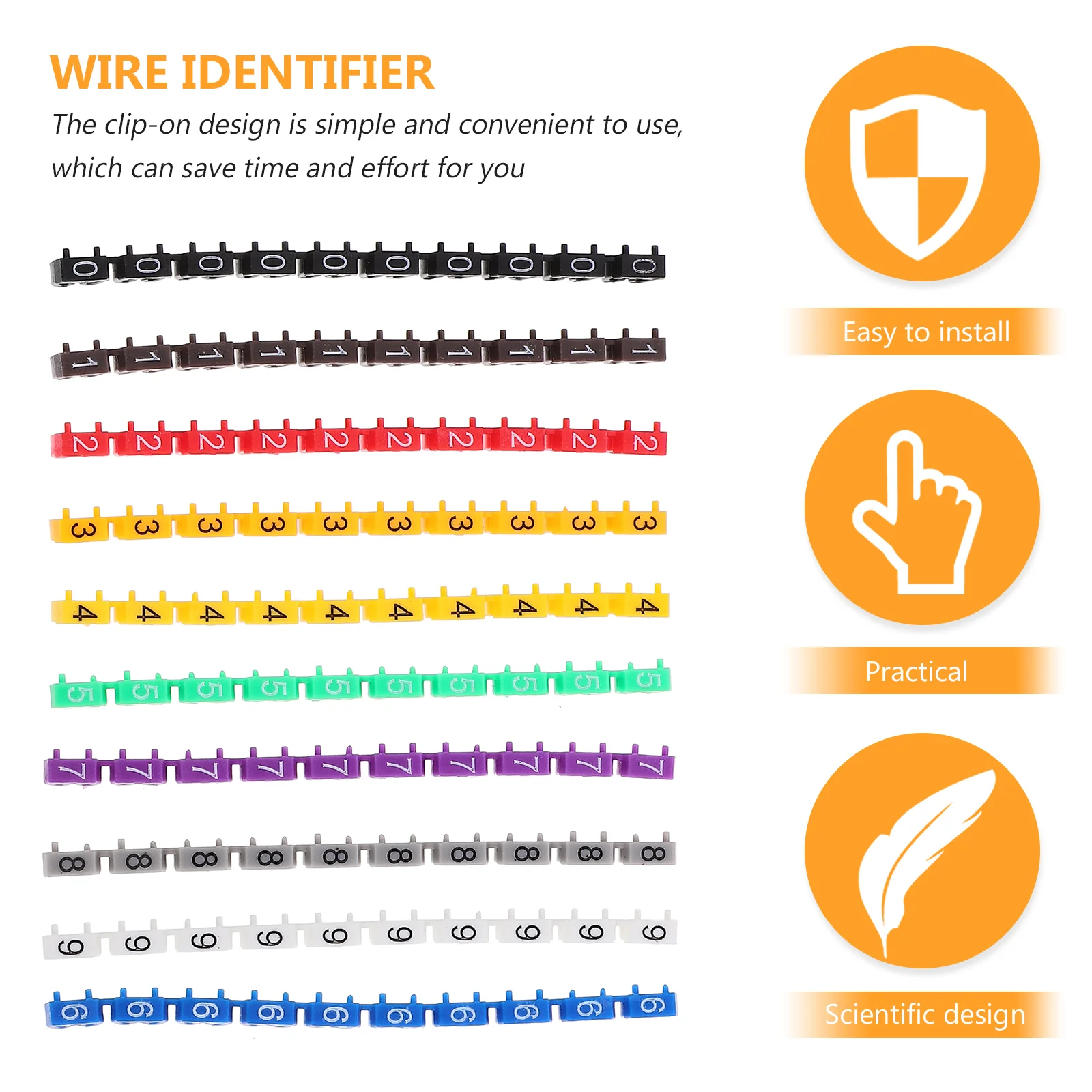 150 Pcs Wire Number Label Self- Adhesive Cable Markers Binders Cord Stitching Clip on