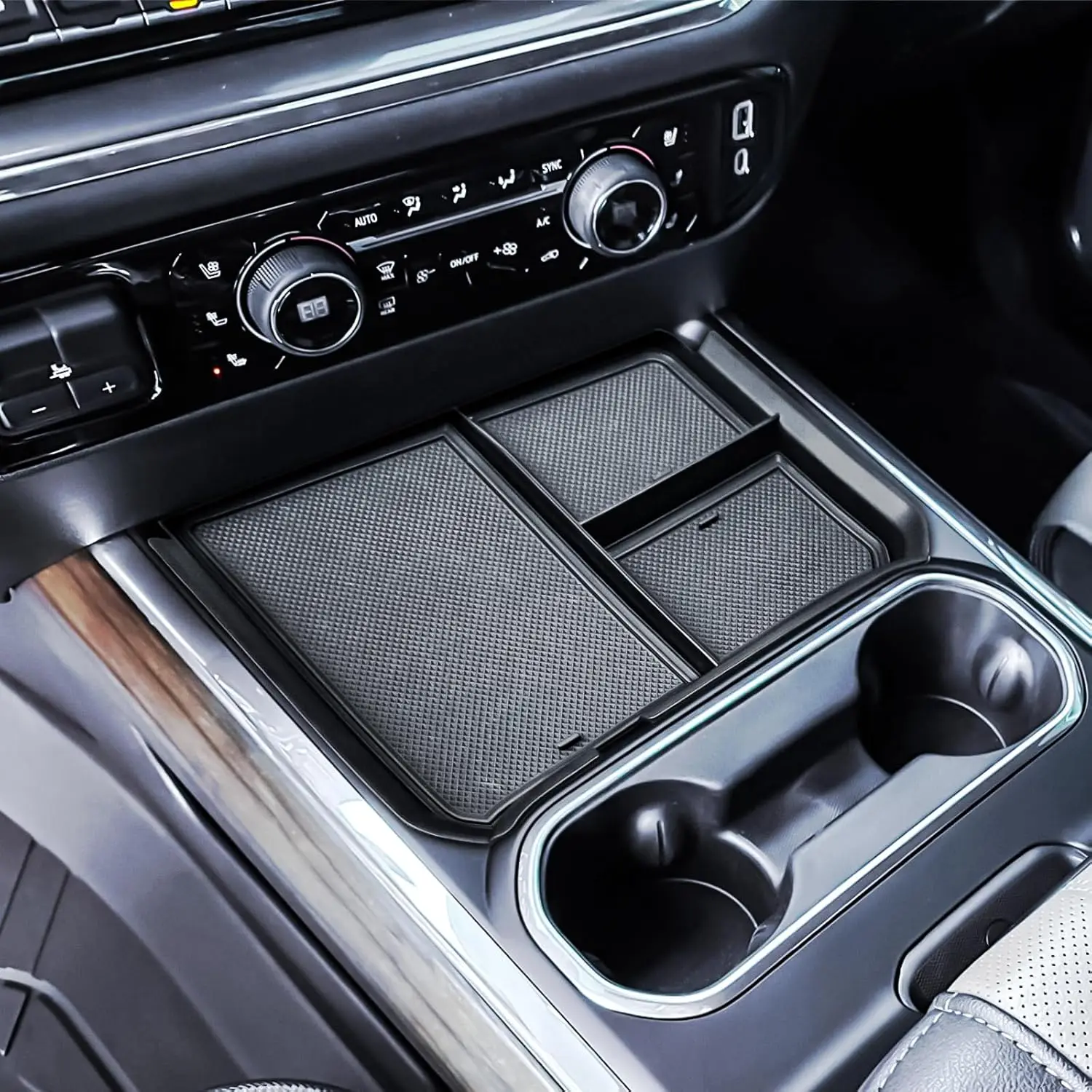 

TACOBRO Front Center Console Organizer Tray For 2024-2025 Chevy Silverado 2500HD/3500HD Armrest Storage Organization Accessories