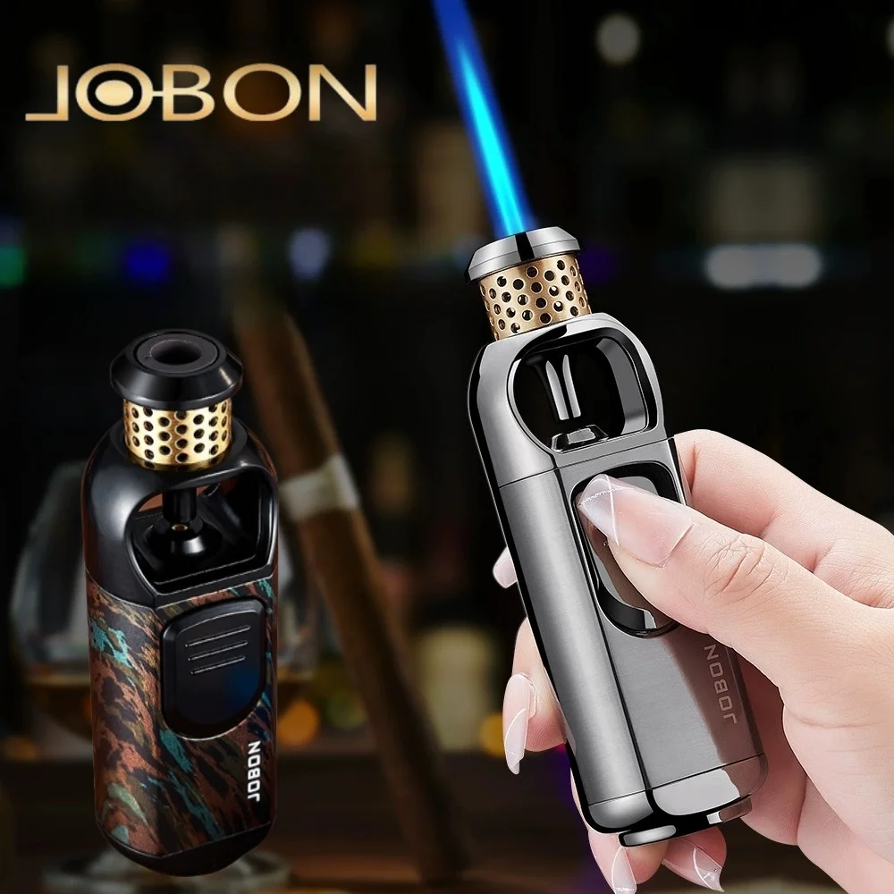 

JOBON Metal Large Flame Cigar Lighter Windproof Jet Blue Flame Adjustable Flame Outdoor Lighter High-end Men's Smoking Gift