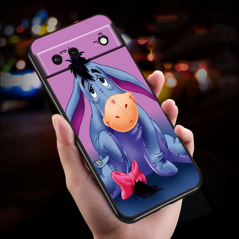 Disney Winnie The Pooh Pig For Google Pixel 9 8 7A 7 6A 6 5A 5 4 4A XL 5G Black Silicon Shockproof Shell Funda Phone Case